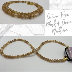 Citrine Face Mask Chain Necklace Jewelry Crystal